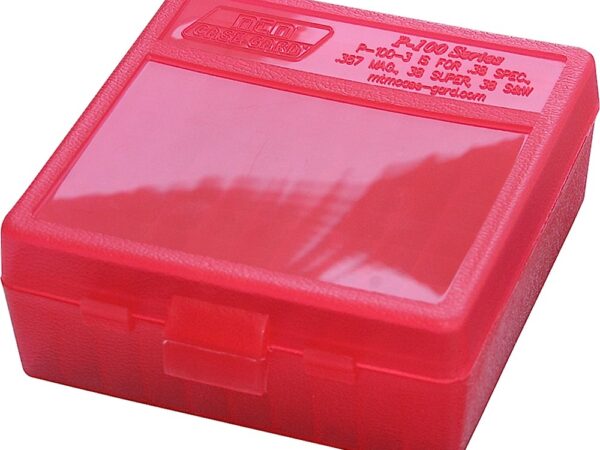 MTM Case-Gard P100329 Ammo Box Flip-Top Multi Caliber Clear Red Polypropylene 100rd