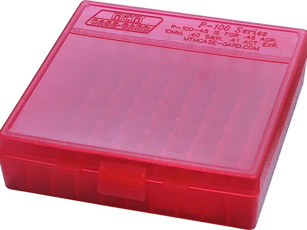 MTM Case-Gard P1004529 Ammo Box Flip-Top Multi Caliber Clear Red Polypropylene 100rd