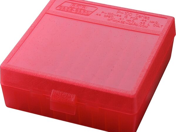 MTM Case-Gard P1004429 Ammo Box Flip-Top Multi Caliber Clear Red Polypropylene 100rd