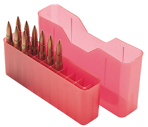 MTM Case-Gard J20L29 Slip-Top Ammo Box  Multi-Caliber Clear Red Polypropylene 20rd