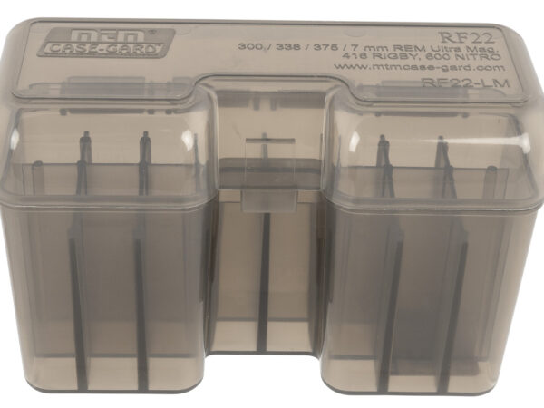 MTM Case-Gard RF22LM41 Ammo Box Flip-Top Multi Caliber Rifle Clear Smoke Polypropylene 22rd