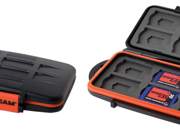 Stealth Cam STCMCSC Memory Card Storage Case  Black/Red Black/Orange Polycarbonate Includes 12 Full Sized SD Cards