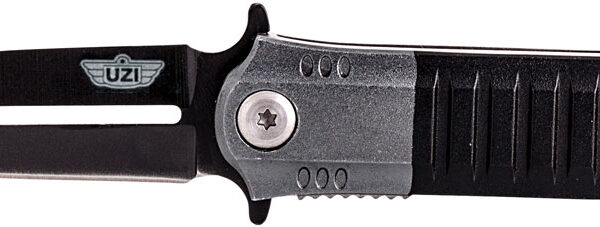 Uzi Accessories UZKFDR009 Covert  3.50" Folding Spear Point Plain Black Stainless Steel Blade Black/Gray Aluminum Handle Includes Metal Clip