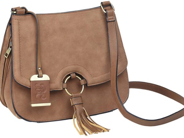 Bulldog BDP034 Cross Body Purse w/Holster Tan Suede Most Sm Pistols & Revolvers Right Hand