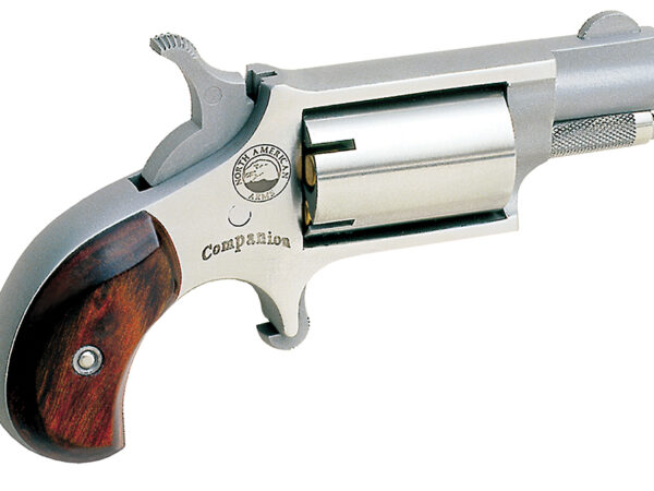 North American Arms 22LRCB Companion SAO 22 Mag #11 Percussion 1.13" 5 Shot Stainless Barrel, Frame & Cylinder, Rosewood Birdshead Grip