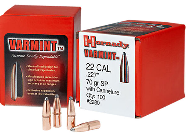 Hornady 2245 Traditional Varmint 22 Cal .224 50 gr Spire Point 100 Per Box/ 40 Case