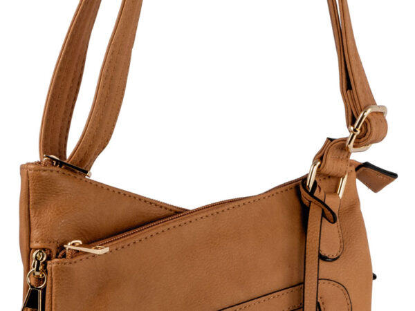 Bulldog BDP032 Cross Body Purse w/Holster Tan Leather for Small Autos & Revolvers Ambidextrous Hand