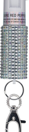 SABRE JEWELED PEPPER SPRAY W/ - SNAP CLIP/TWIST LOCK SILVER