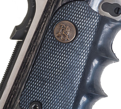 PACHMAYR LAMINATED WOOD GRIPS - 1911 CHARCOAL SILVERTONE
