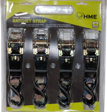 HME RATCHET STRAP 1"X8' - CAMO STRAP 4PK