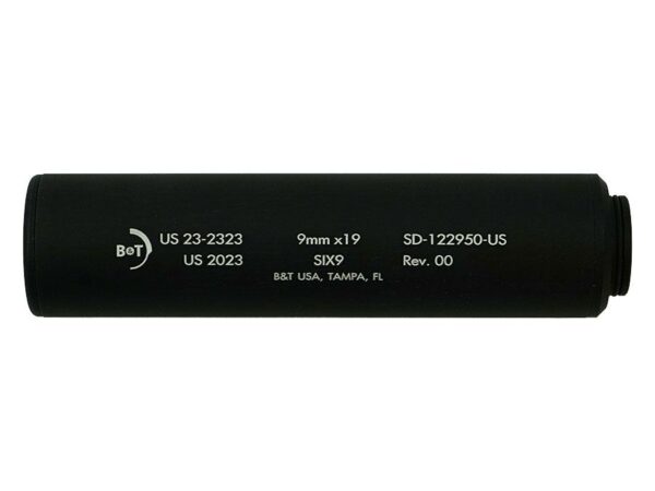 B&T Six9 Wipe Suppressor ONLY 9mm Luger Black Firearm Sold Separately