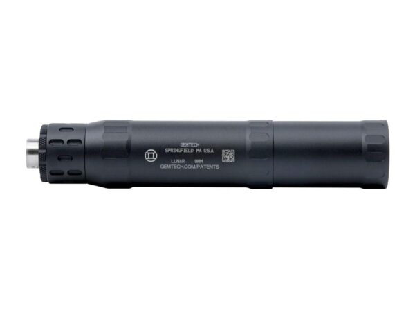 Gemtech LUNAR 9 Aluminum Pistol Suppressor 9mm Luger Black Compatible with all GM-9 mounting options