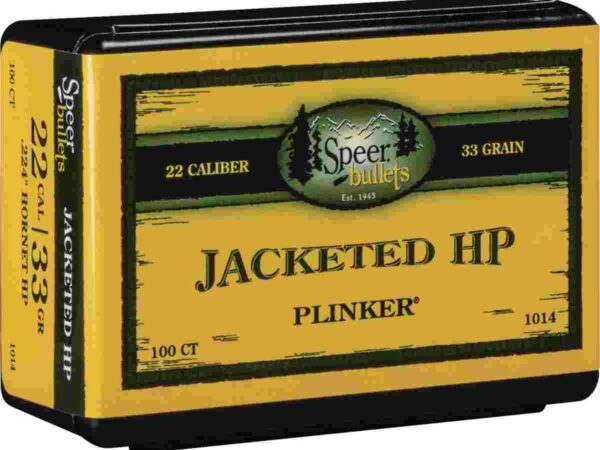 Speer Plinker Jacketed Rifle Bullet .22 Hornet .224" 33 gr Hornet JHP 100/ct