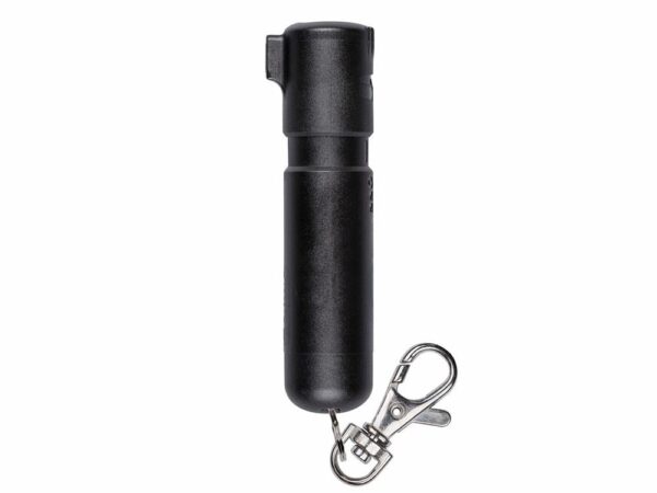 Sabre Mighty Discreet Pepper Spray with Snap Clip Keychain Black Clamshell