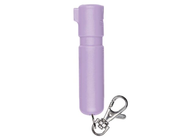 Sabre Mighty Discreet Pepper Spray with Snap Clip Keychain Lavender Clamshell