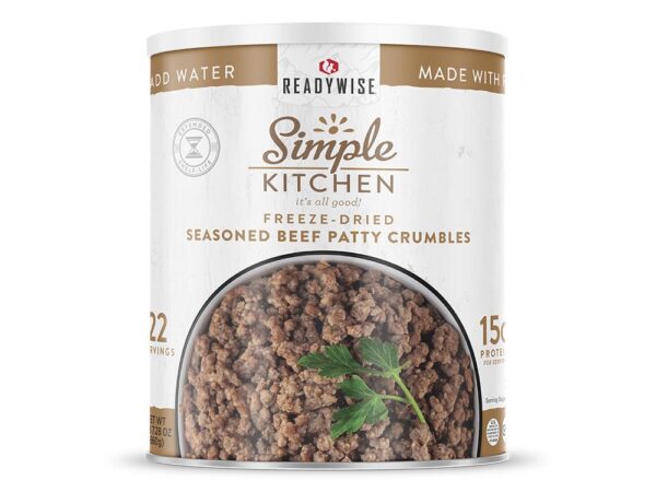 Readywise Simple Kitchen Freeze-Dried Seasoned Beef Patty Crumbles 22 Serving