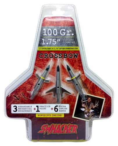 SWHACKER BROADHEAD 2-BLADE - CROSSBOW 100GR 1.75" CUT 3/PK - Image 3