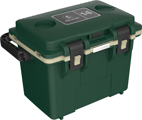 PELICAN COOLERS IM 14 QUART - HUNTER GREEN/TAN DRY STORAGE