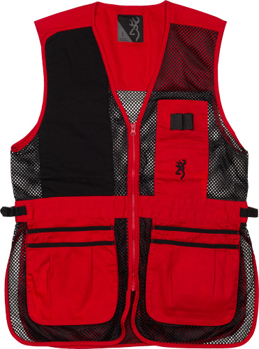 BROWNING MESH SHOOTING VEST - R-HAND MED BLACK/RED TRIM - Image 2