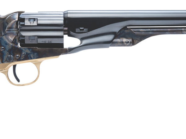 Cimarron CA041 1860 Army .44 Cal 6 Shot, 8" Blued Round Steel Barrel, Blued Engraved/Fluted Cylinder, Color Case Hardened Steel Frame, Smooth Walnut Grip, Exposed Hammer