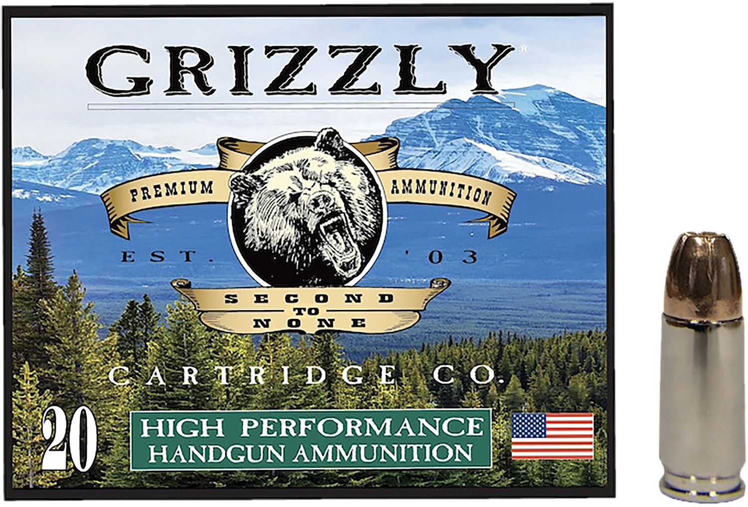 Grizzly-Ammo 9mm Luger 124gr JACKETED HOLLOW POINT – 20rd