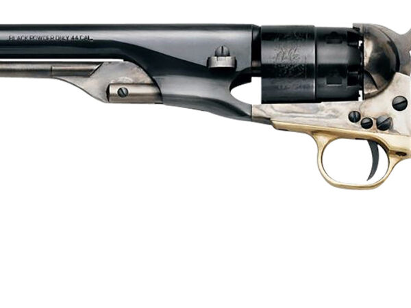 Pietta PF60OWS448 1860 Old West 44 Cal 8" 6rd Blued & Engraved Cylinder, Blued Steel Barrel, Wood Grip